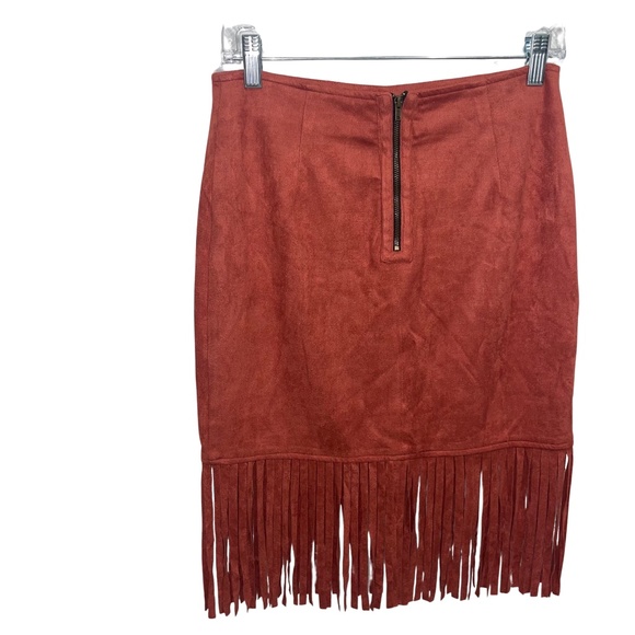DO+BE Women's Faux Suede Fringe Mini Skirt Sz M - Picture 5 of 10
